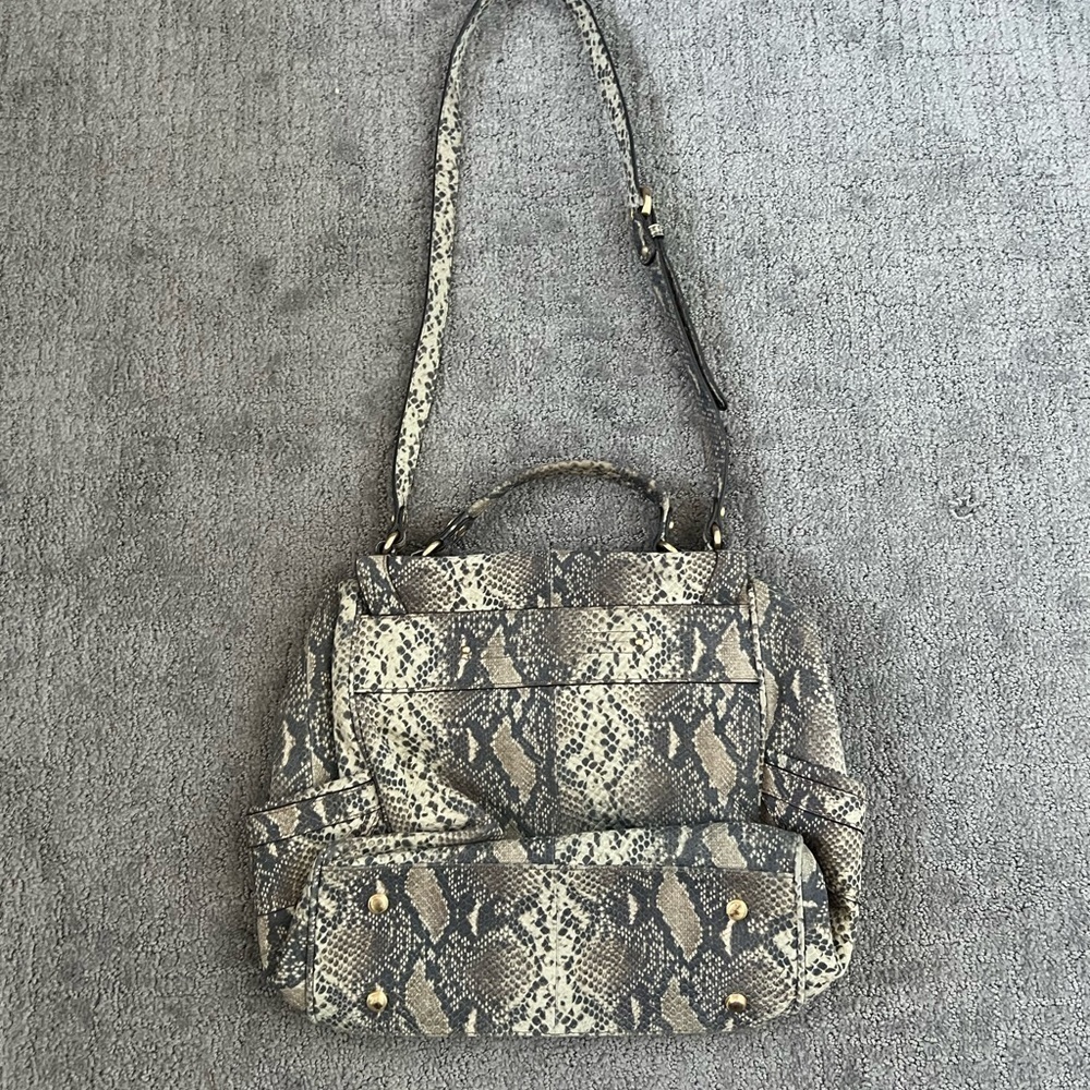 B. Makowsky Python Print Leather Shoulder Bag - image 5